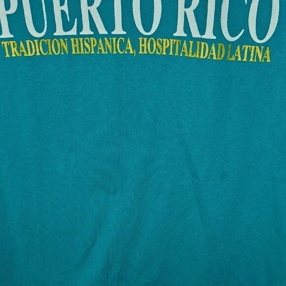Vintage Puerto Rico Graphic Teal T-Shirt Size Large - Picture 9 of 9